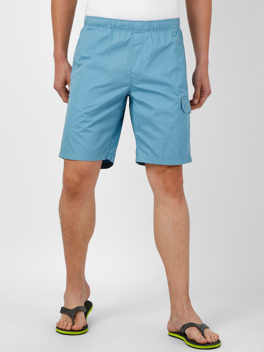 

t-base Men Blue Solid Cotton Lounge Shorts