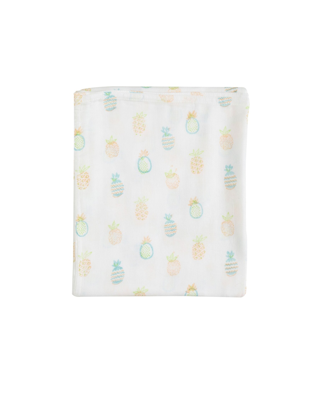 

Moms Home Infant Kids White & Blue Pineapple Printed Organic Cotton Muslin Swaddle