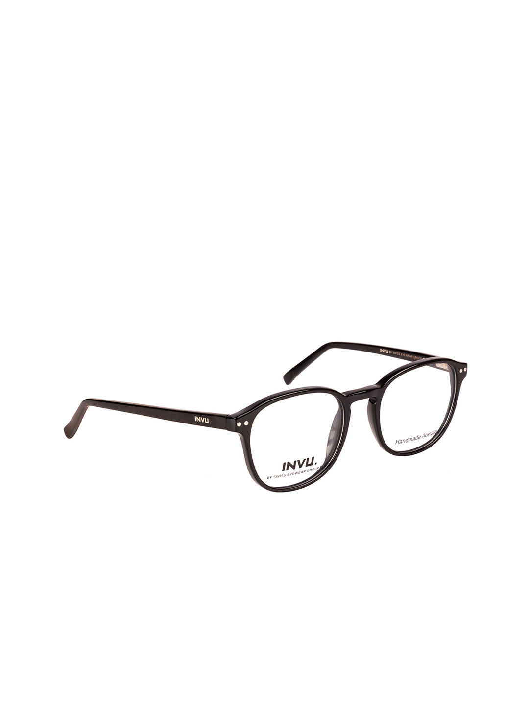 

INVU Unisex Black & Transparent Solid Full Rim Square Frames