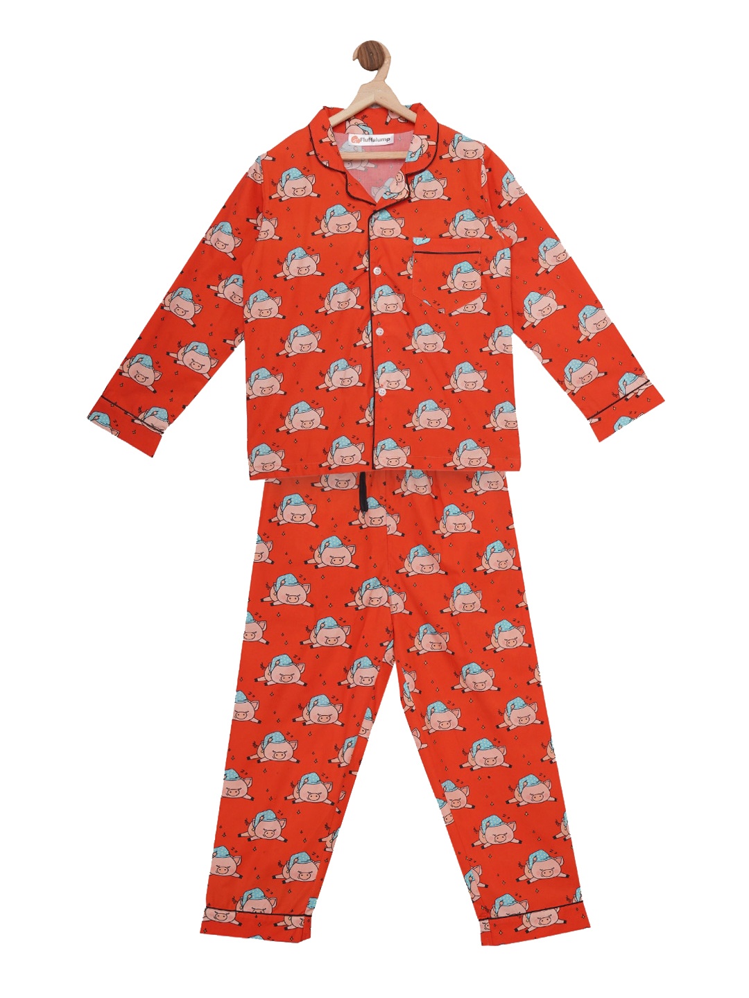 

Fluffalump Kids Red & Blue Printed Night Suit
