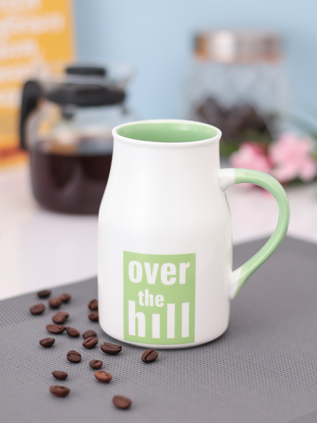 

JCPL White & Green Printed Ceramic Milk Mug 350 ml