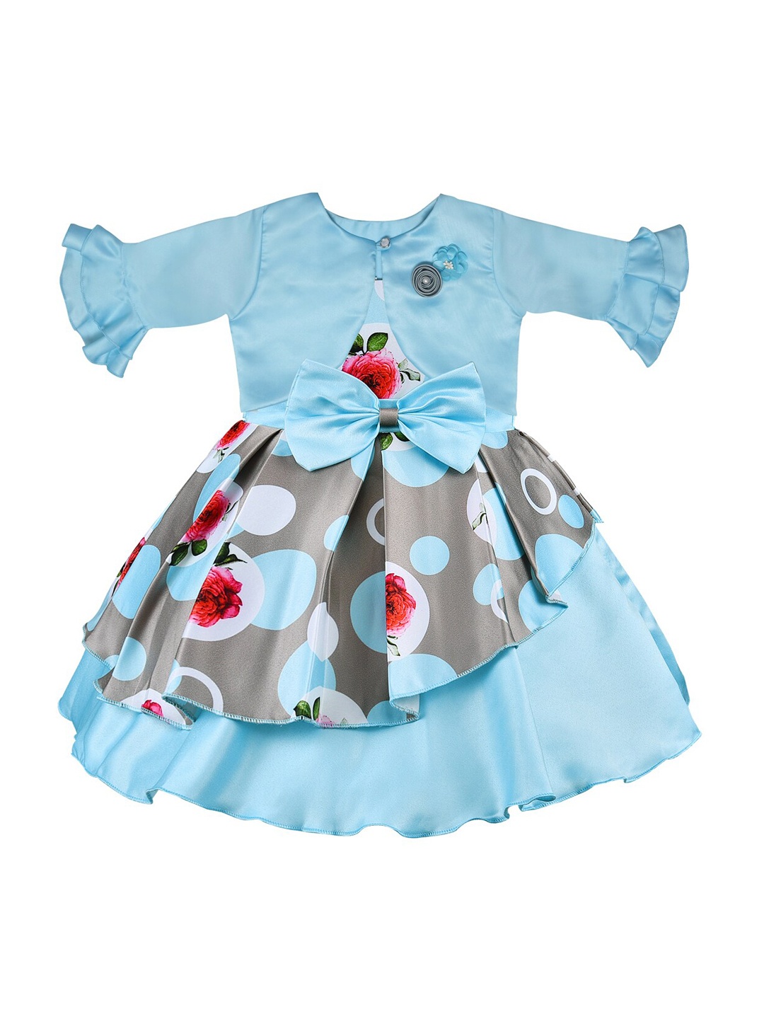

Wish Karo Girls Blue Printed Fit and Flare Dress