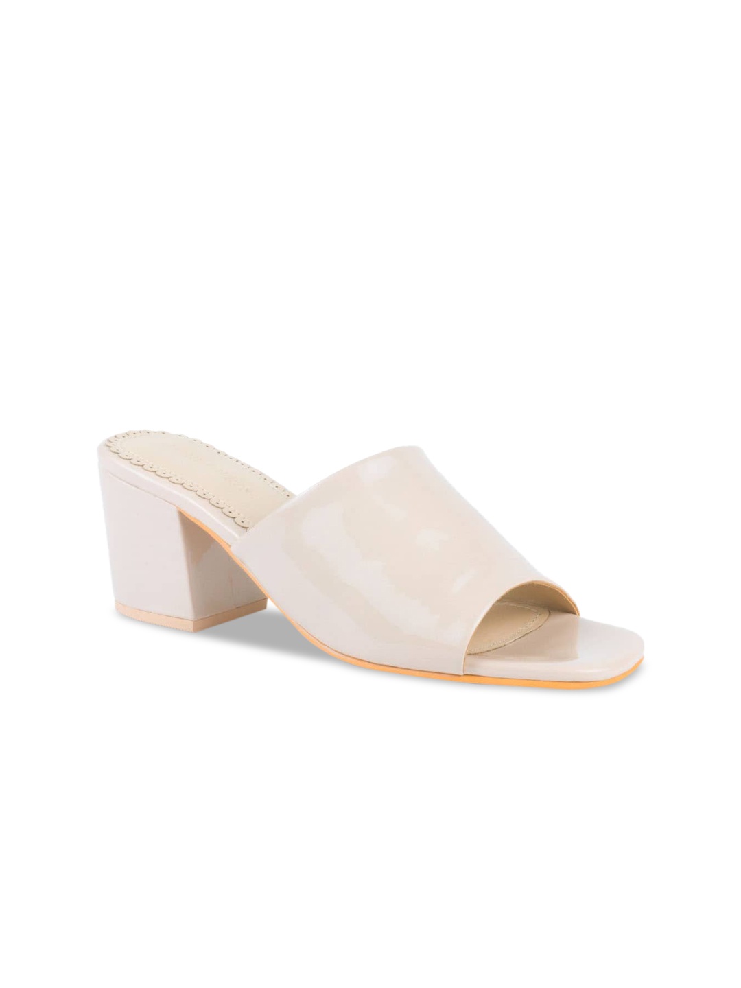 London Rag Nude-Coloured PU Block Heel Sandals