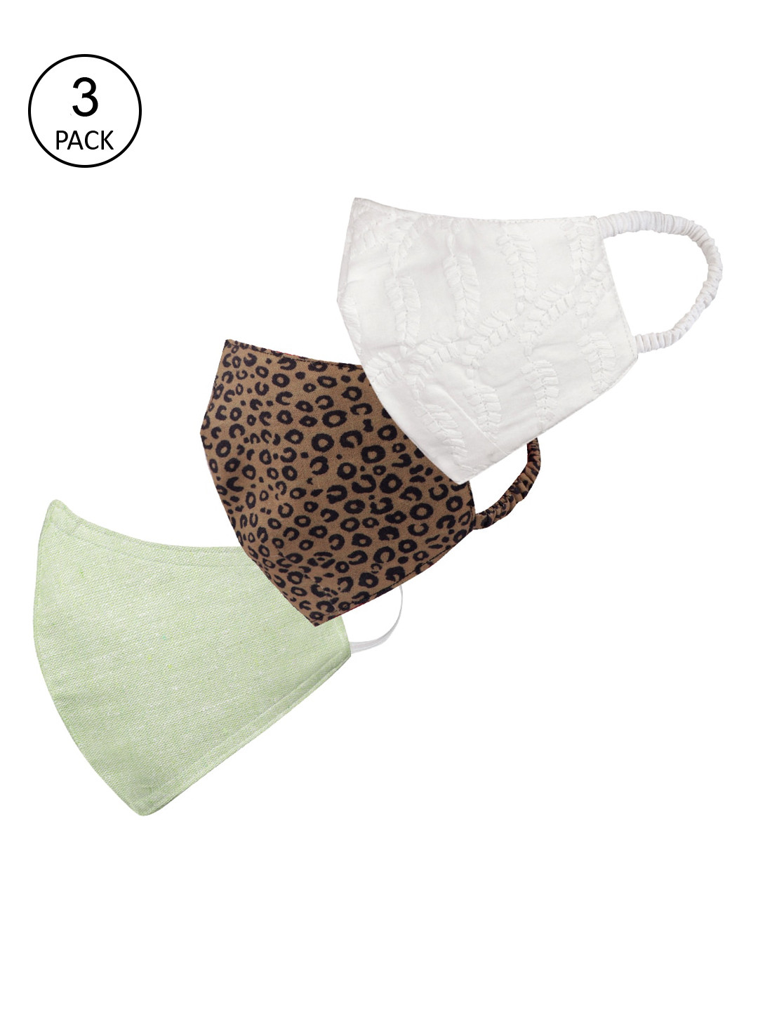 

VASTRAMAY Unisex Pack Of 3 2-Ply Reusable Cloth Half Face Masks, Green