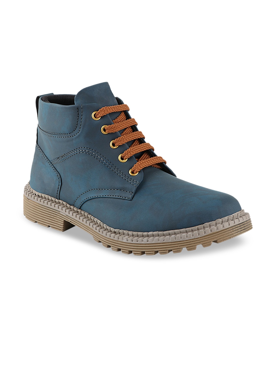

Histeria Men Blue Solid Synthetic High-Top Flat Boots