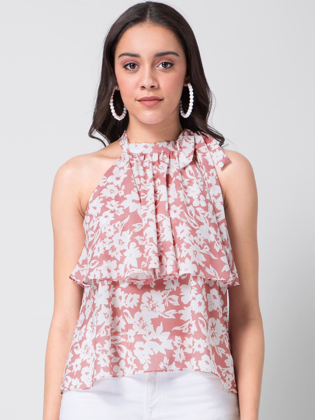 

FabAlley Women Pink Printed A-Line Top
