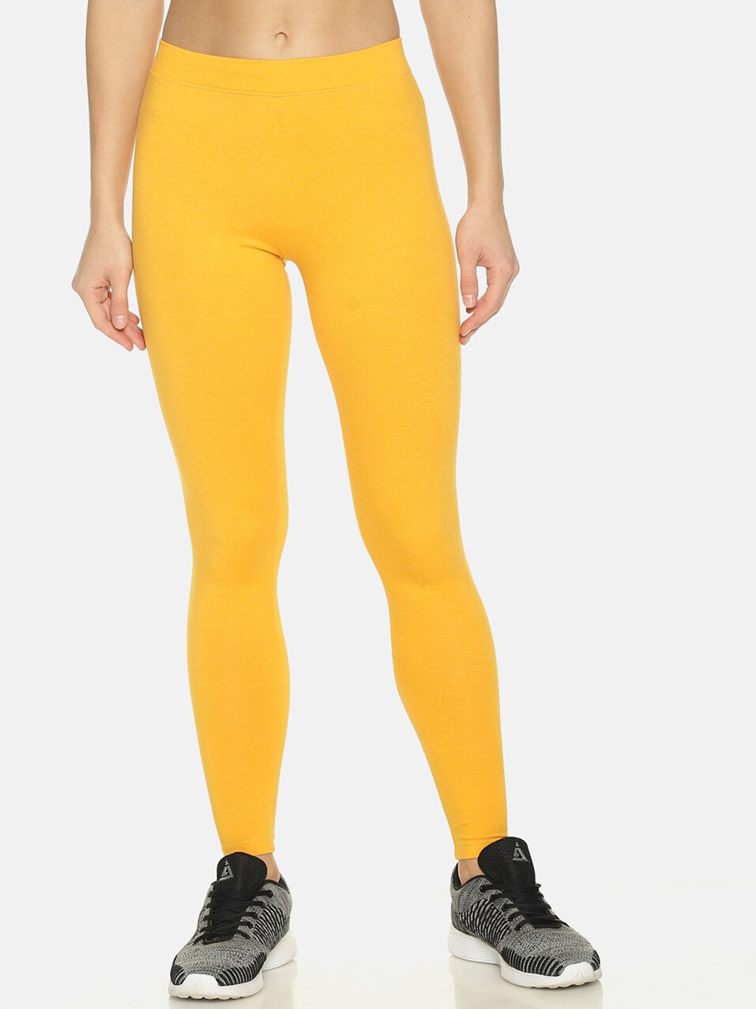 

TWIN BIRDS Women Yellow Solid Leggings