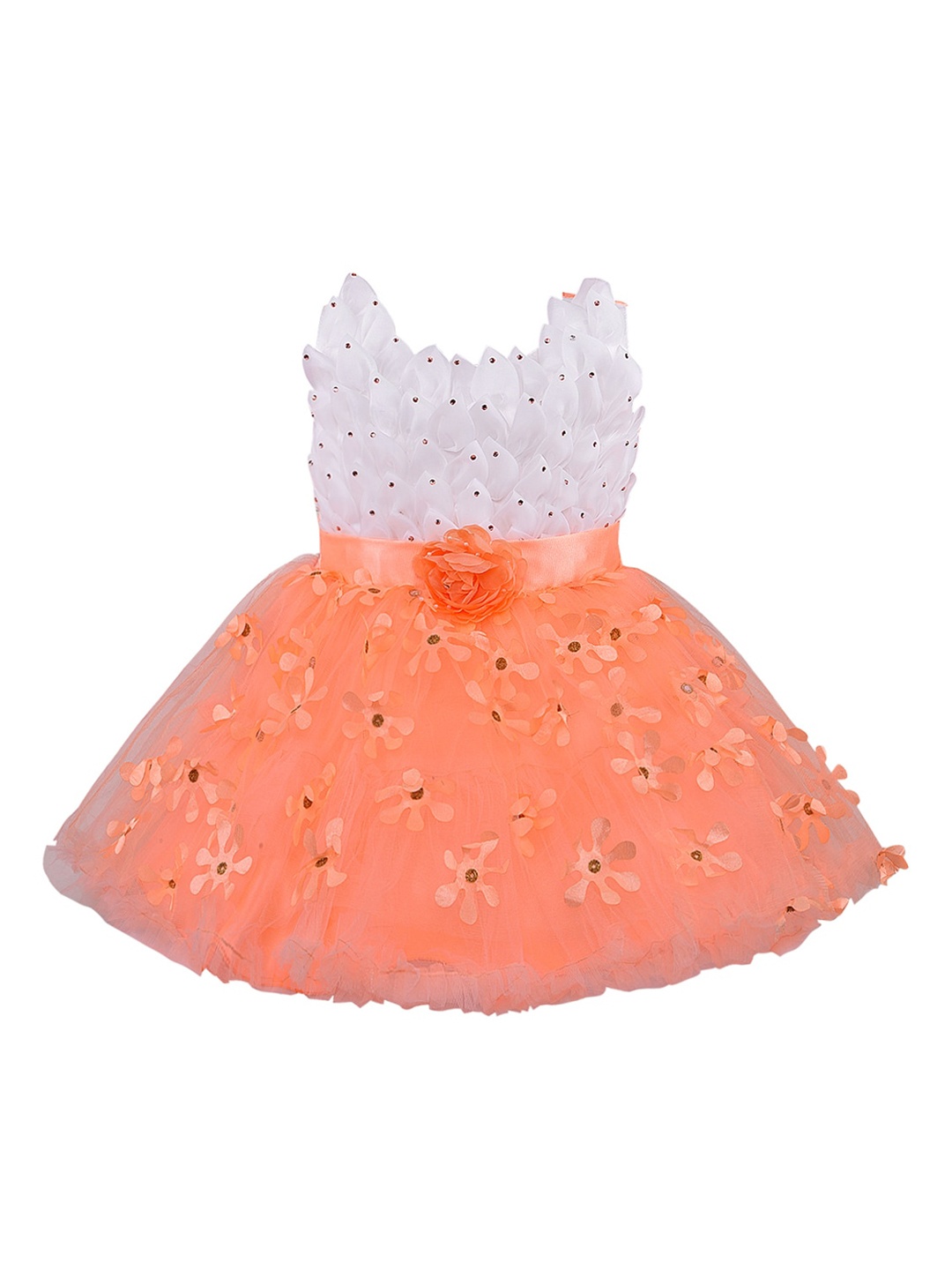 

Wish Karo Girls Peach-Coloured Embellished Fit and Flare Dress