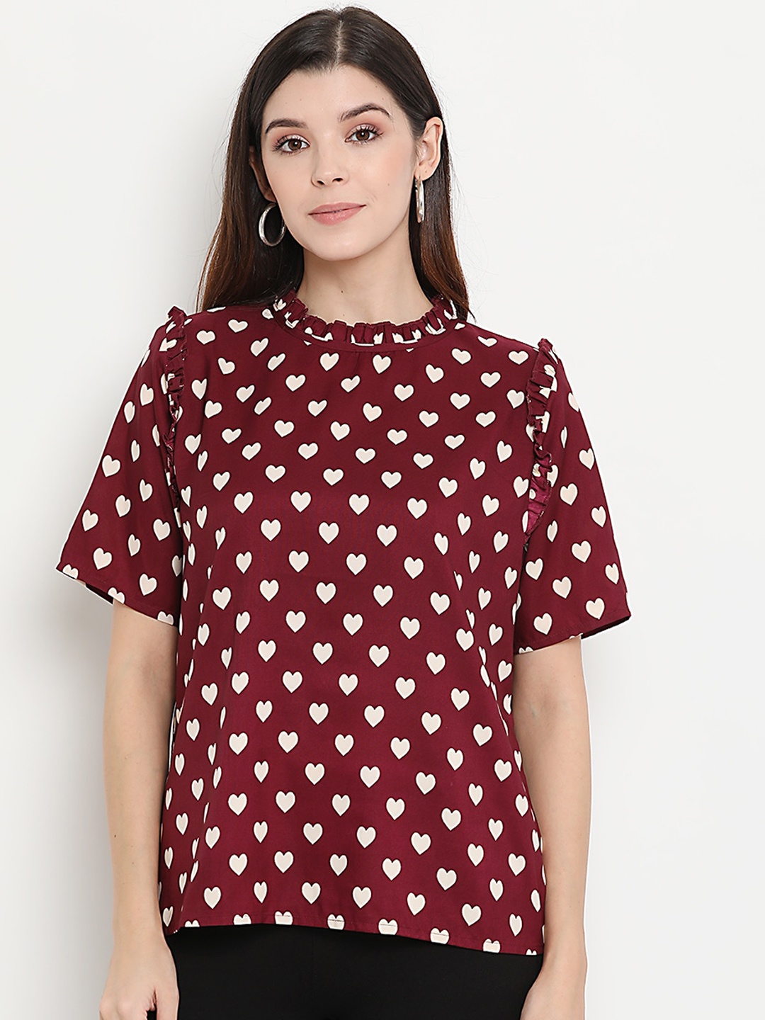 

THREAD MUSTER Women Red Printed A-Line Top