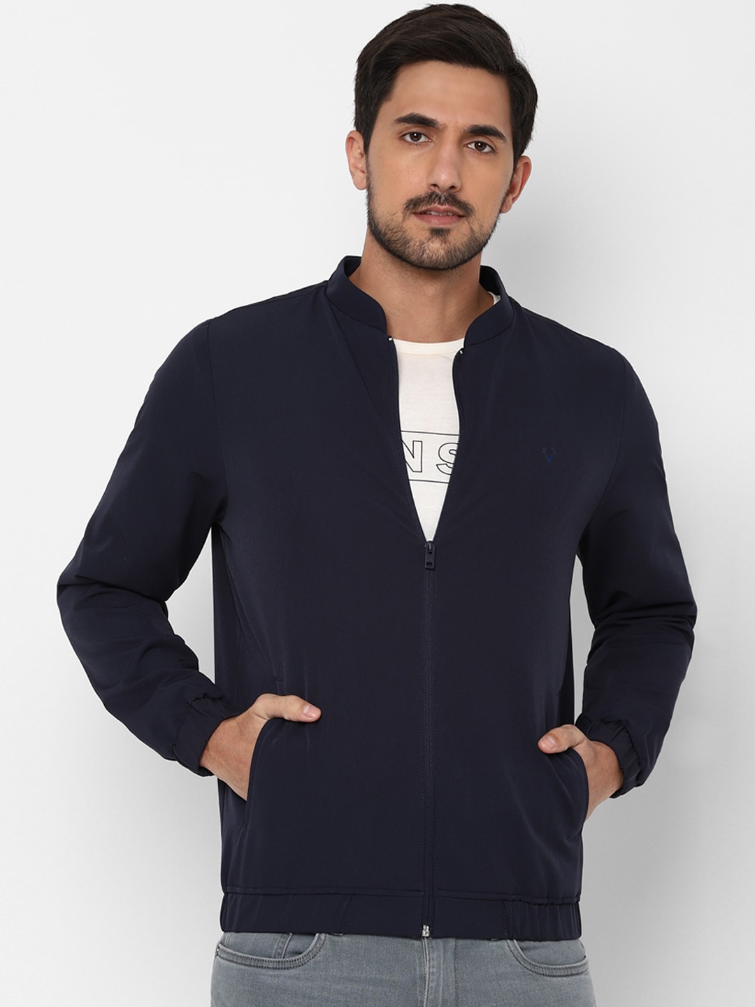 

Allen Solly Men Navy Blue Solid Sporty Jacket
