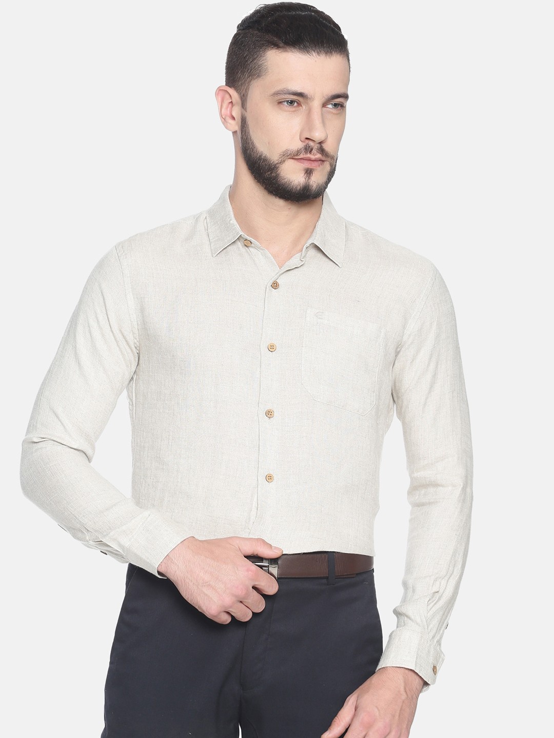 

Ecentric Men Regular Fit Solid Eco-Friendly Hemp Casual Sustainable Shirt, Off white