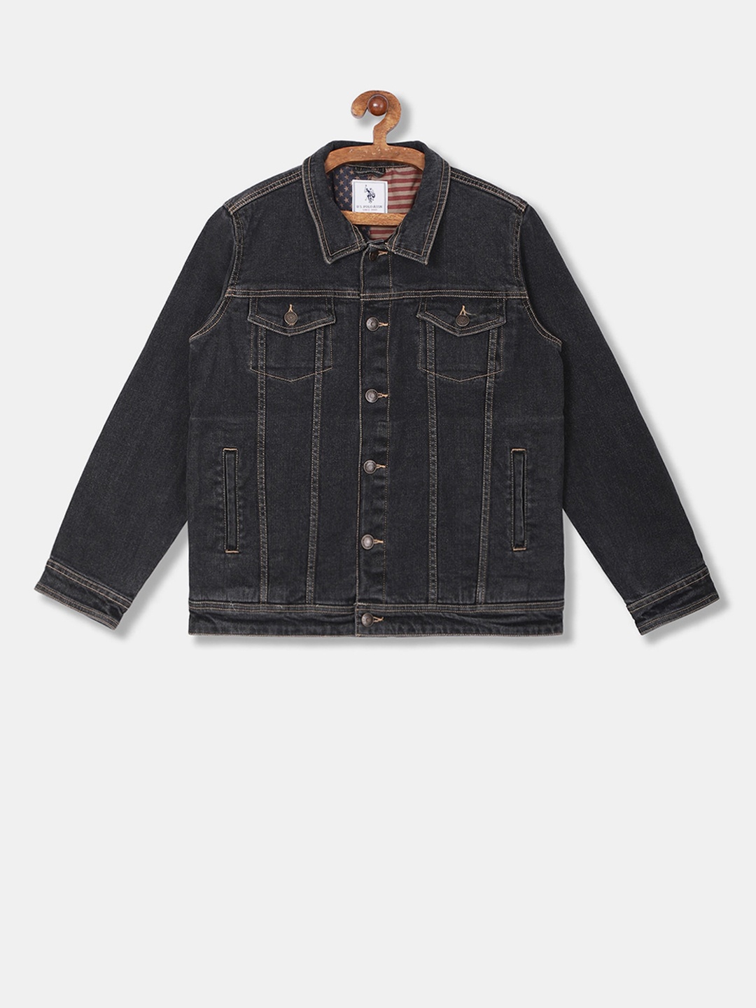 

U.S. Polo Assn. Kids Boys Black Solid Denim Jacket