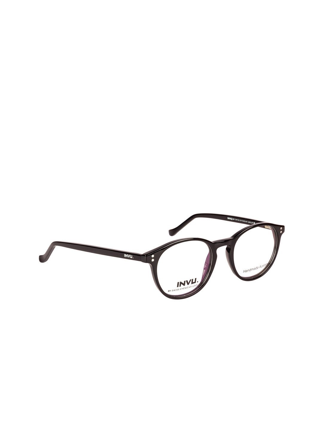 

INVU Unisex Black Solid Full Rim Oval Frames