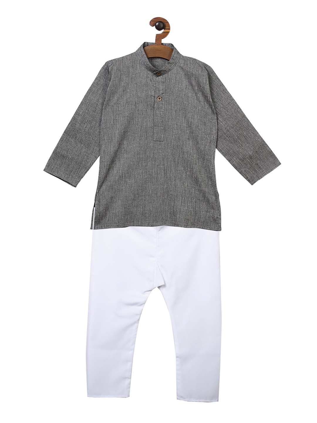 

Ridokidz Boys Grey Solid Kurta with Pyjamas
