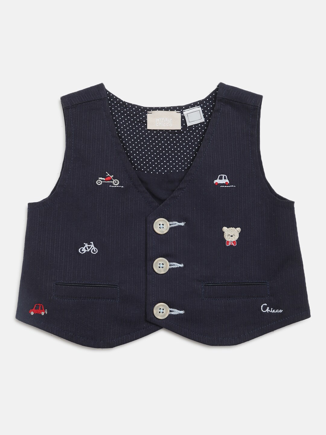 Chicco Boys Navy Blue Embroidered Waistcoat