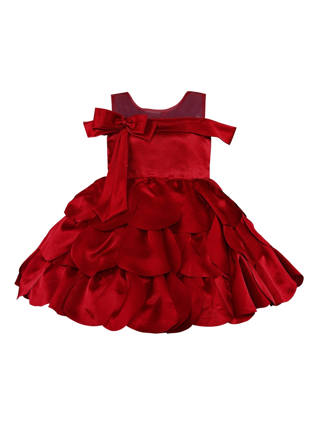 

Wish Karo Girls Maroon Solid Fit and Flare Dress