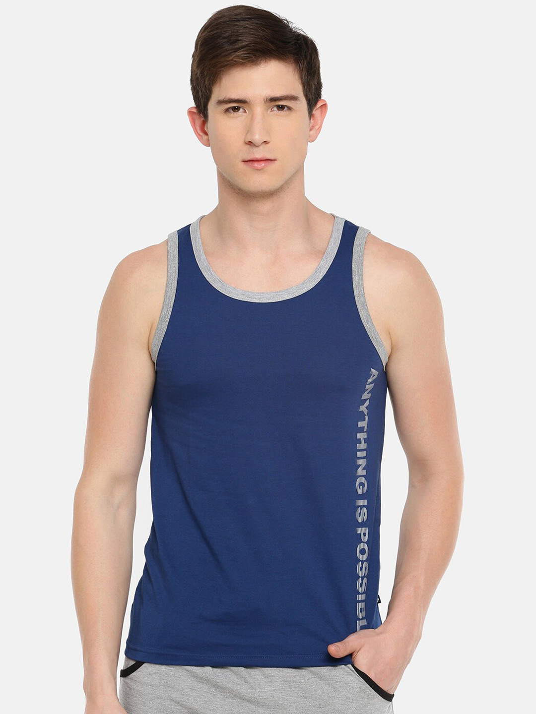 

Dollar Men Blue Solid Innerwear Vest