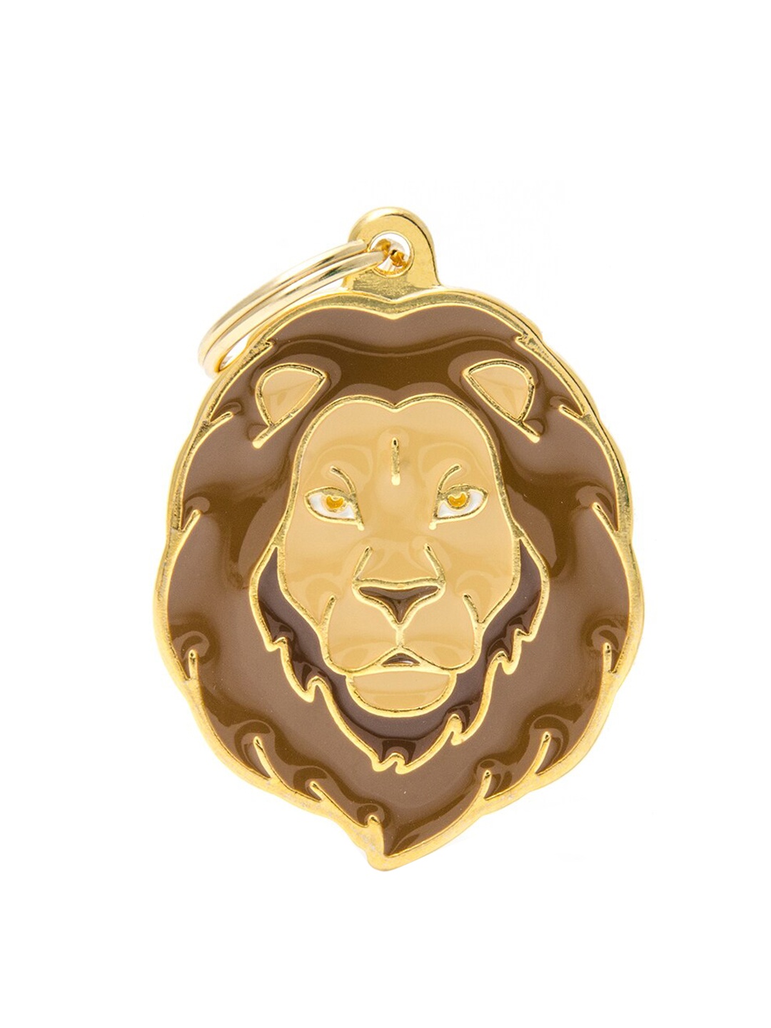 

PawsnCollars Gold-Toned & Brown Lion Name Tag
