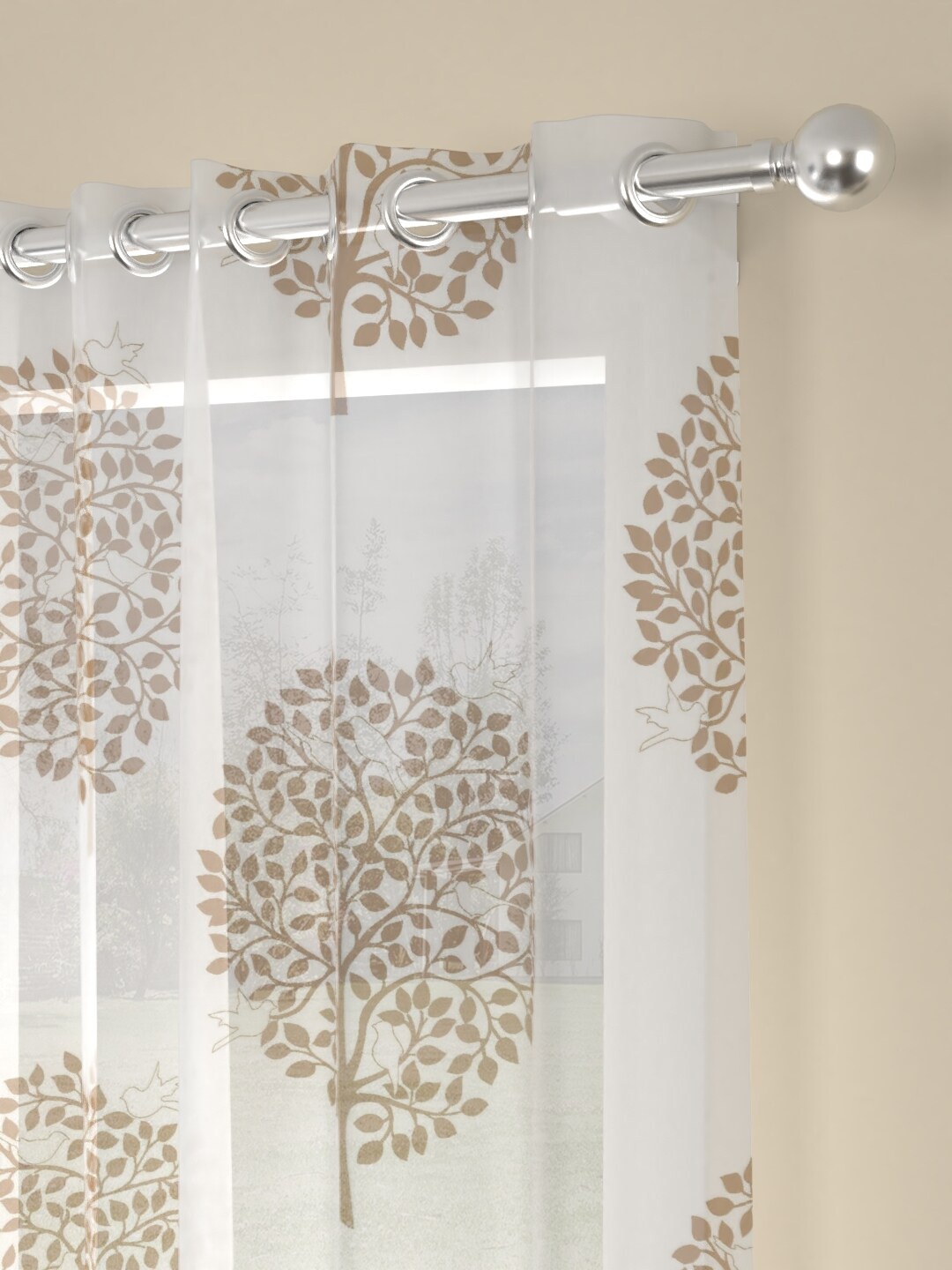

ROSARA HOME Set Of 2 White & Beige Printed Door Curtains