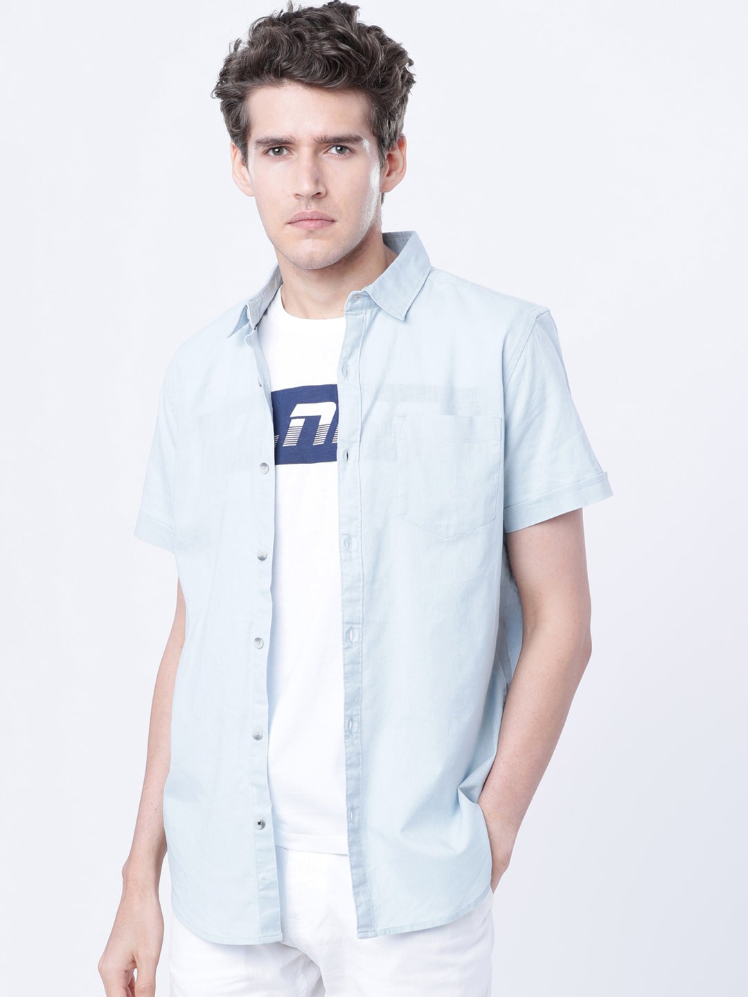 

HIGHLANDER Men Blue Slim Fit Solid Casual Shirt