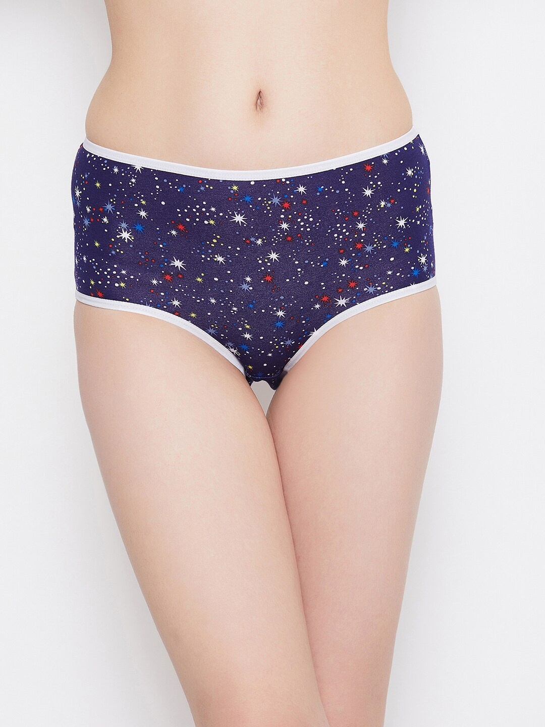 

Clovia Women Purple & White Star Print Hipster Briefs PN2679I15