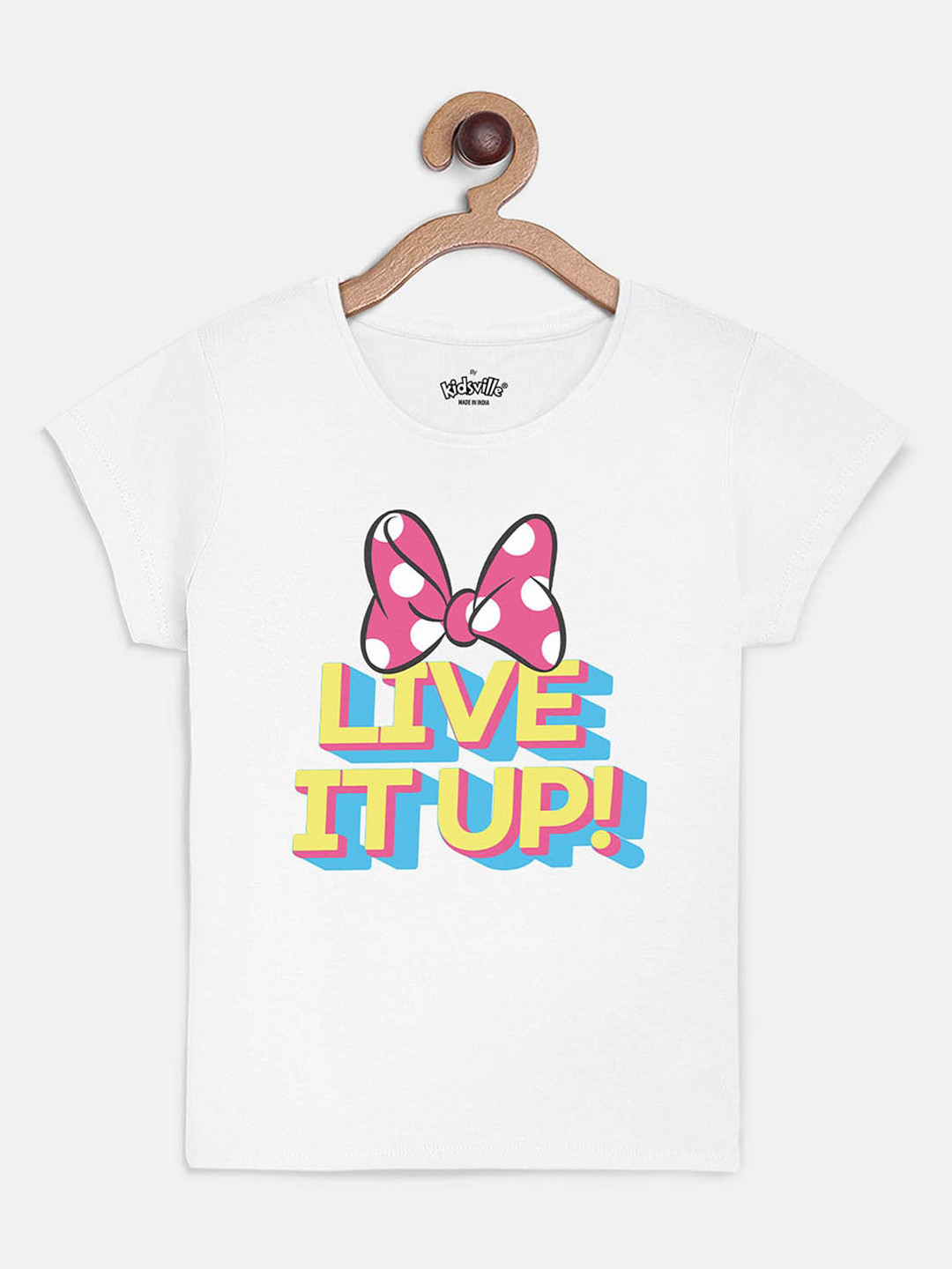 

Kids Ville Mickey & Friends Printed White tshirt for Girls
