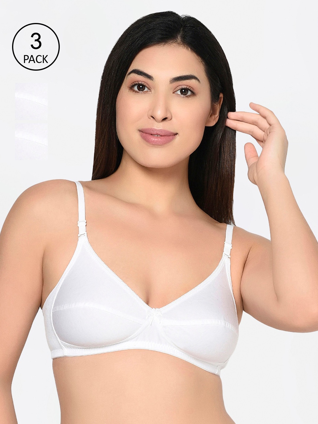

Bodycare Pack Of 3 Solid Non-Wired Non Padded Everyday Bra 1567W, White