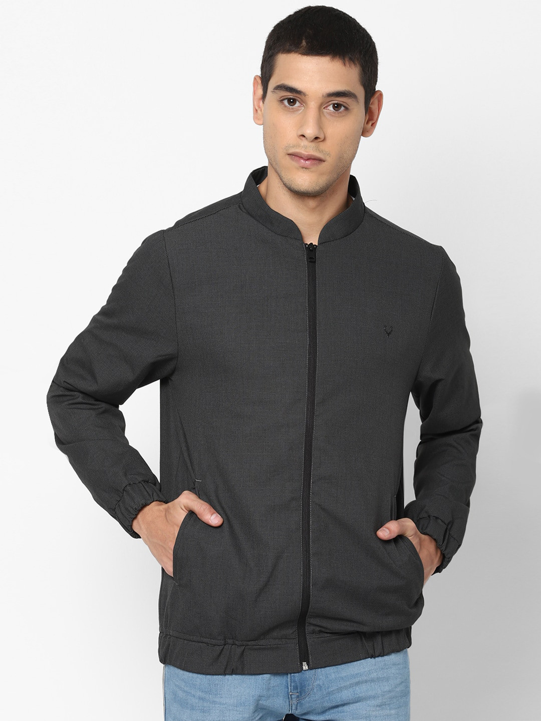 

Allen Solly Men Grey Solid Sporty Jacket