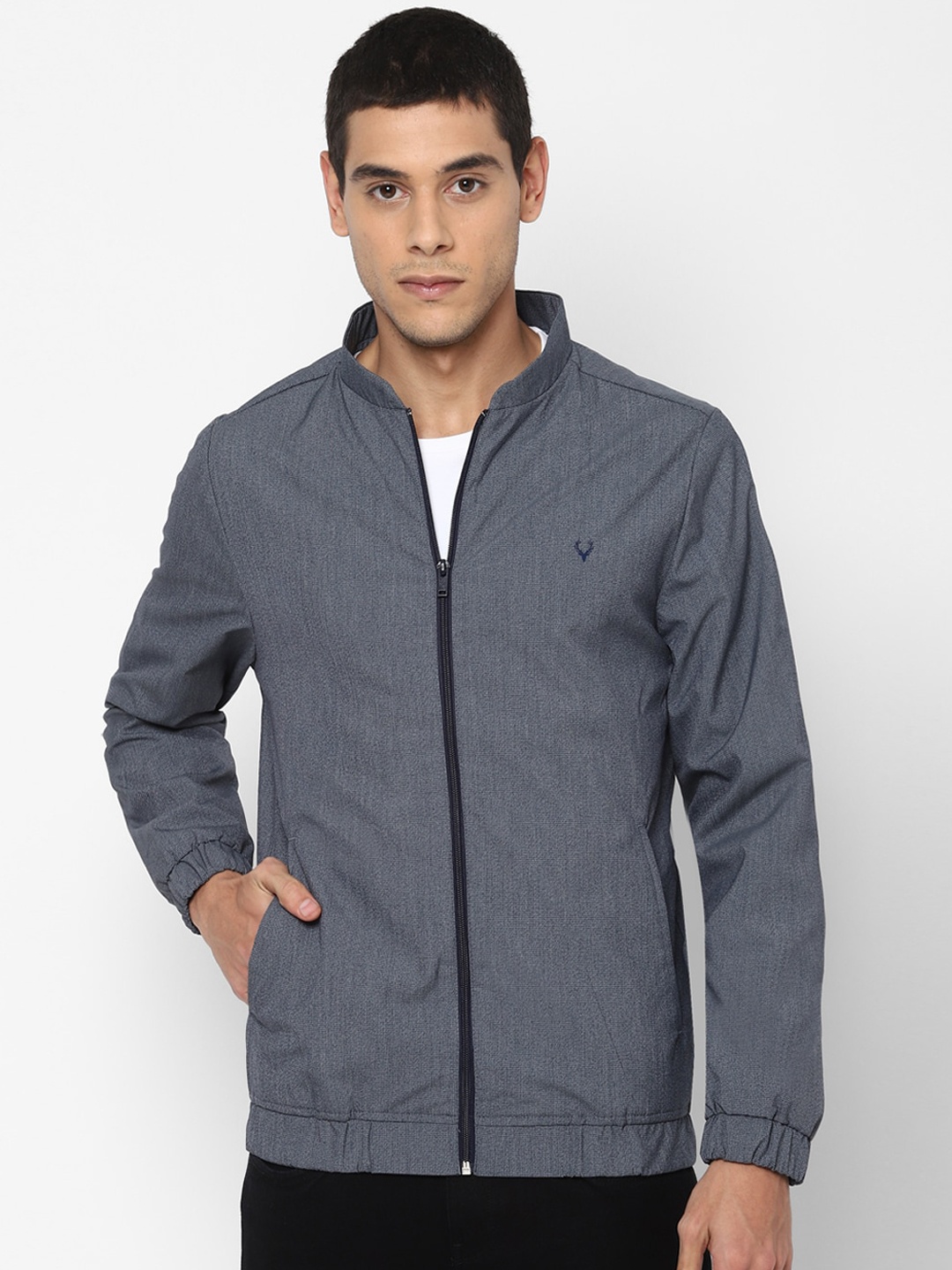

Allen Solly Men Grey Striped Sporty Jacket