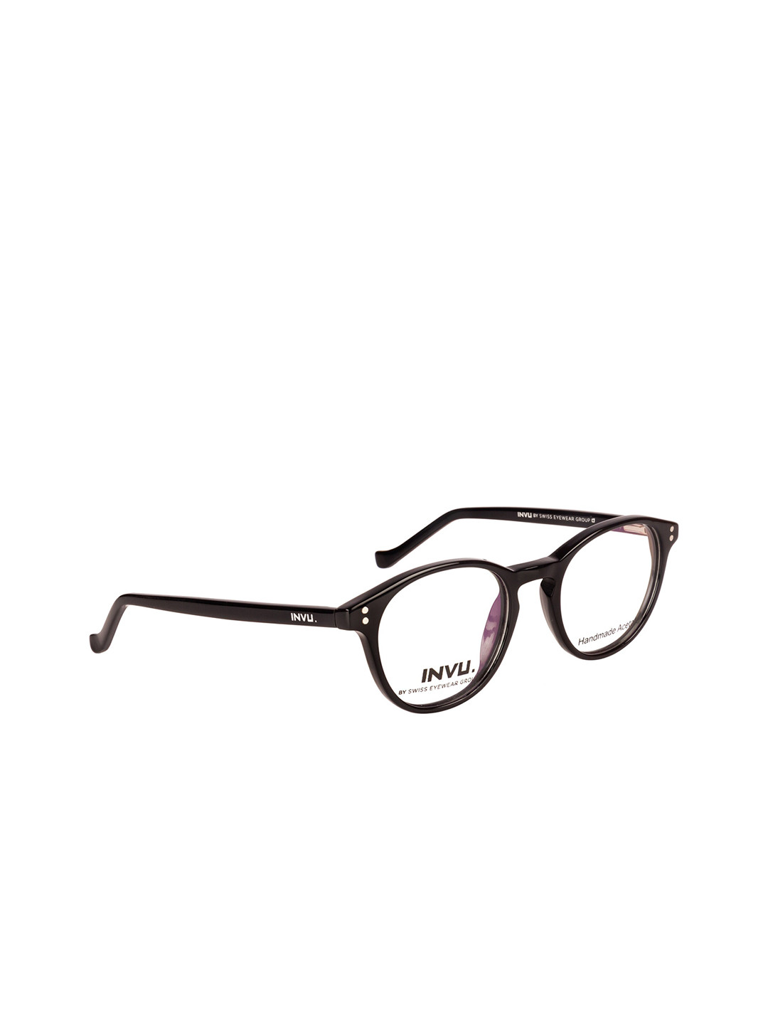 

INVU Women Black & Transparent Solid Full Rim Oval Frames