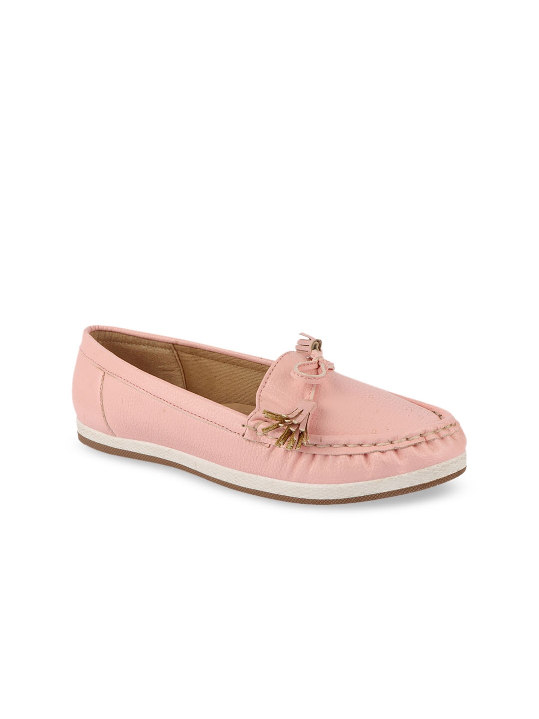 CALZADO Women Peach-Coloured Tasselled Loafers