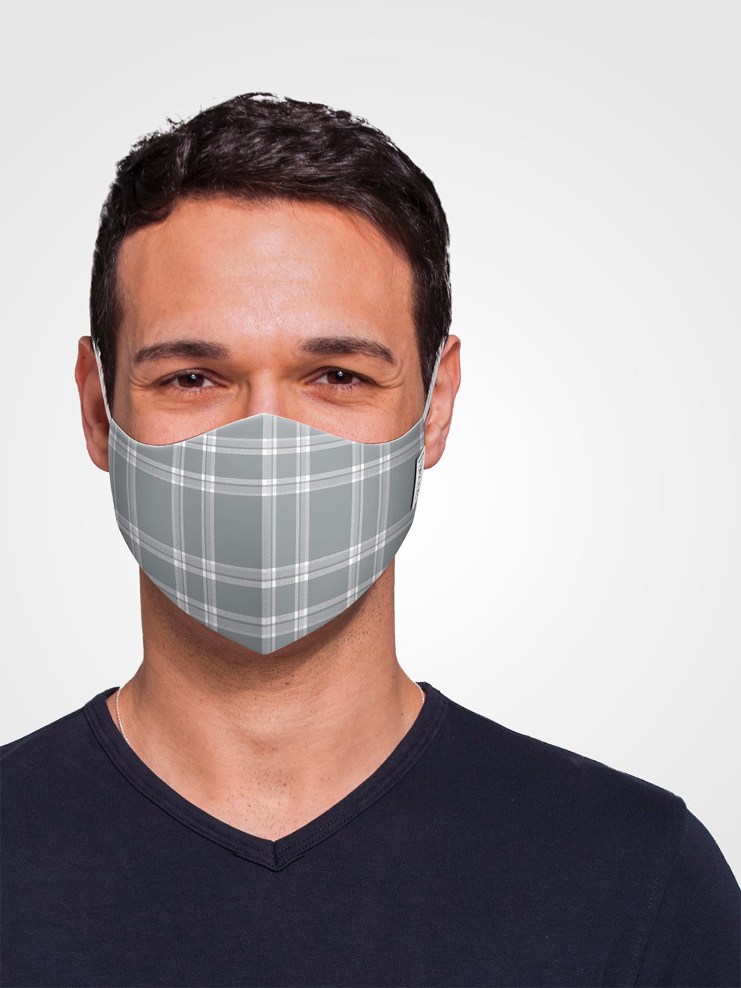 

DDecor men Anti Viral Grey & White Checked 3-Ply Reusable Protective Outdoor Mask