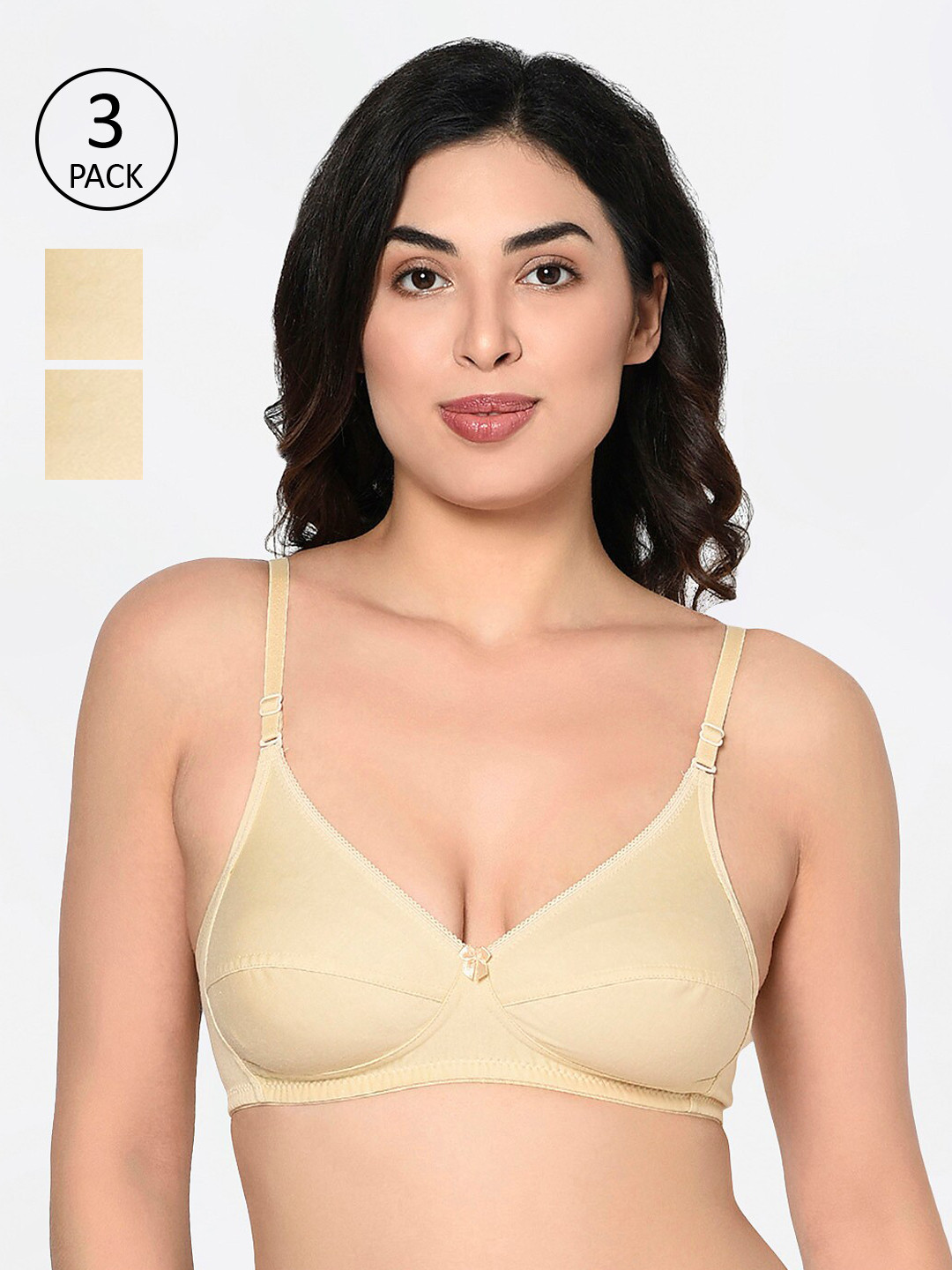 

Bodycare Pack Of 3 Solid Non-Wired Non Padded Everyday Bra 1567S, Beige
