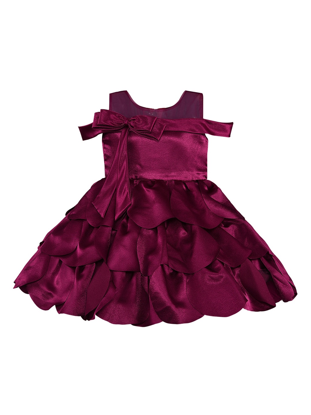 Wish Karo Girls Purple Solid Fit and Flare Dress