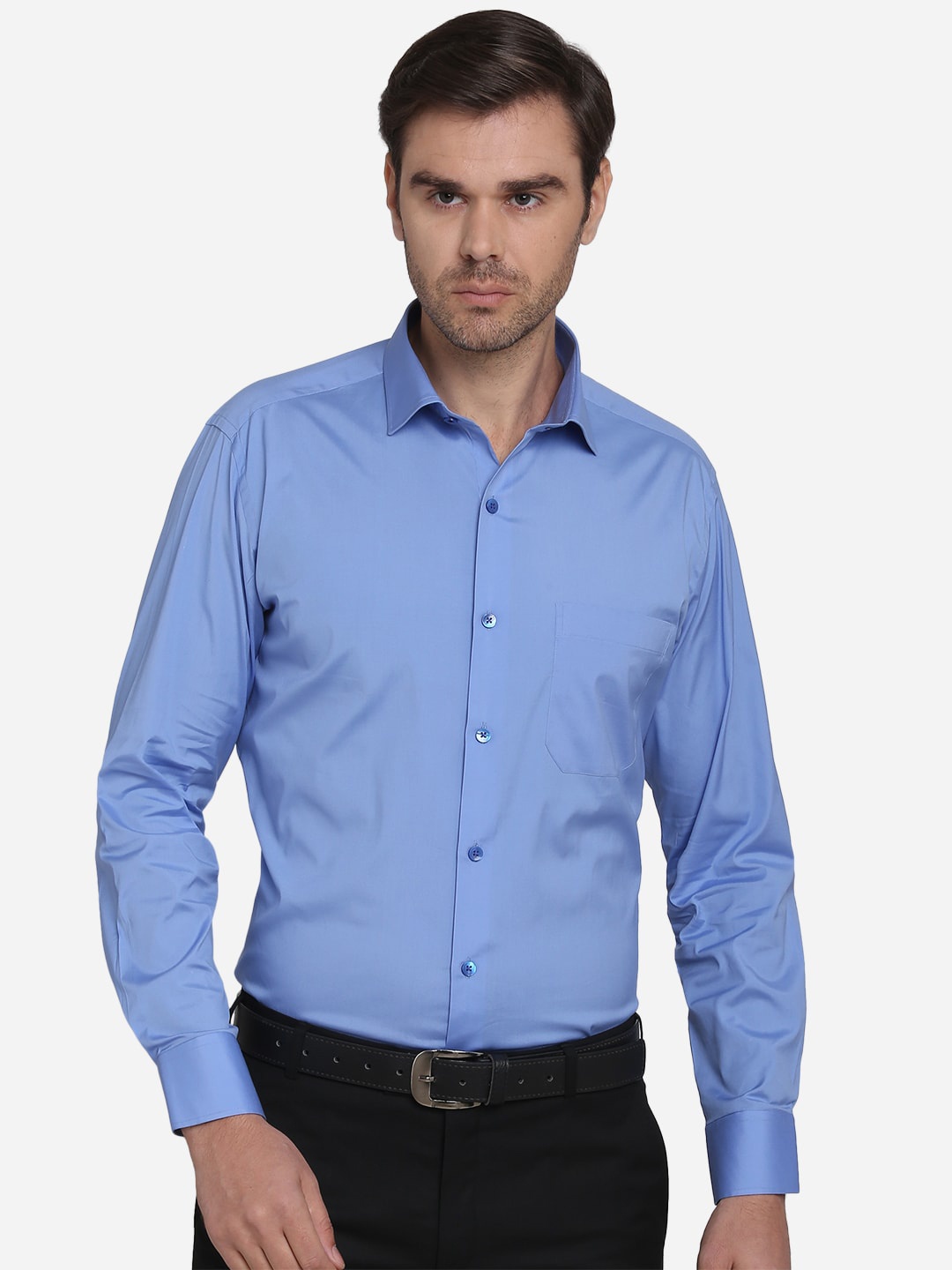 

METAL Men Blue Slim Fit Solid 100% Cotton Formal Shirt