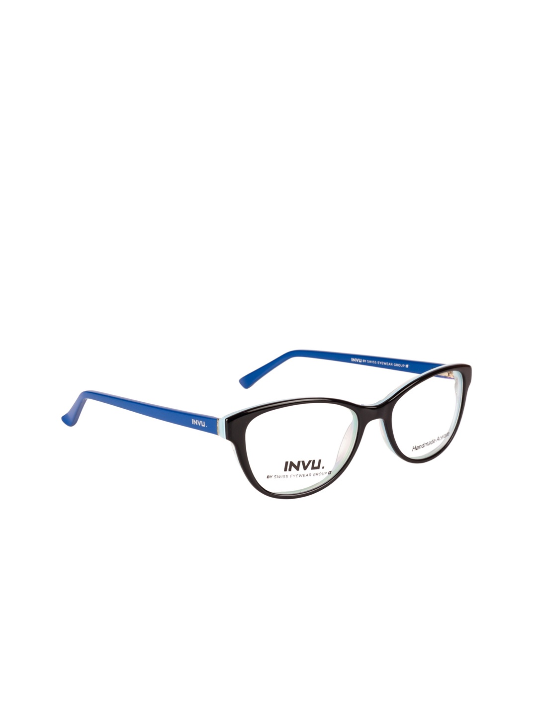

INVU Women Blue & Black Colourblocked Full Rim Cateye Frames