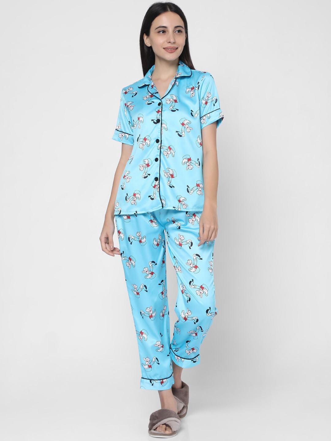 

Smarty Pants Women Blue & White Printed Night Suit