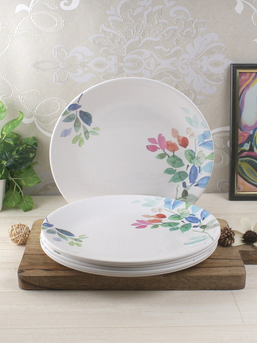 

Servewell White Printed Leaf Glossary 6 Pieces Dinner Plates