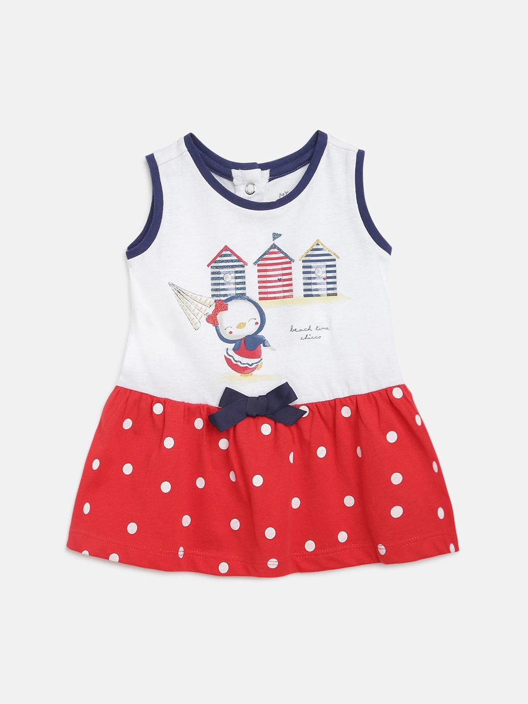 Chicco Girls White Printed A-Line Dress