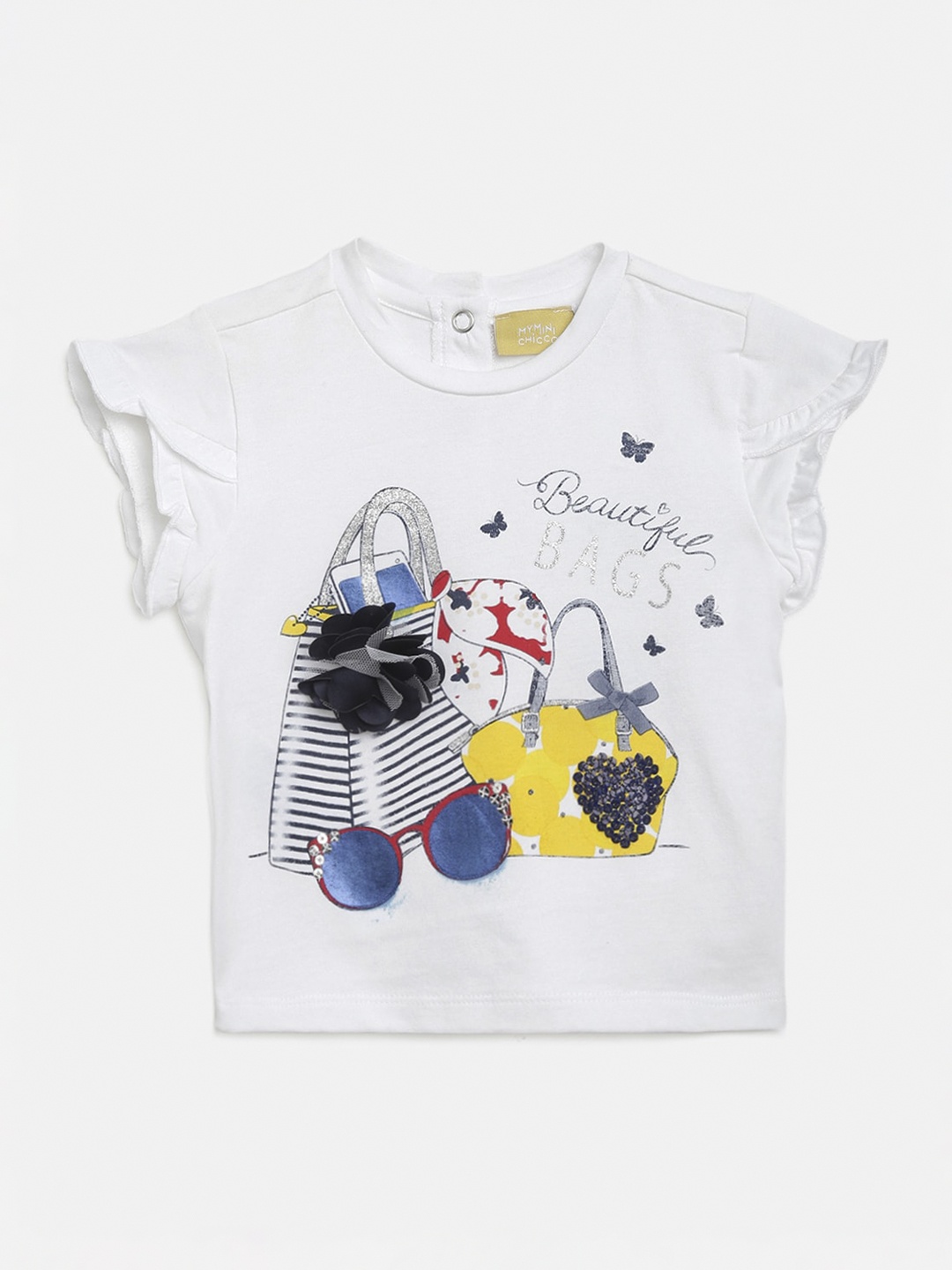 

Chicco Girls White Printed Round Neck T-shirt