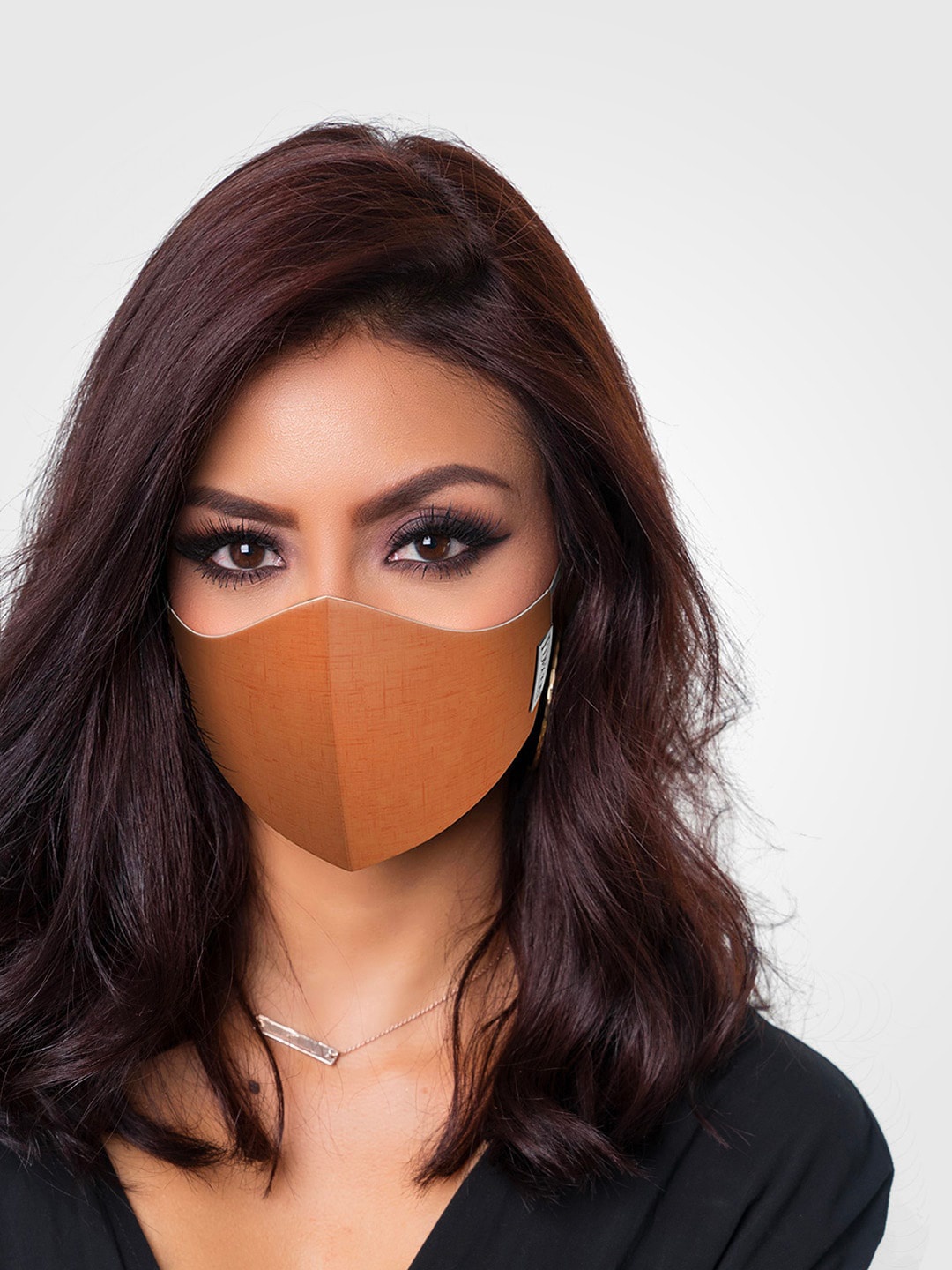 DDecor Women Anti Viral Rust Orange Solid 3-Ply Reusable Protective Outdoor Mask