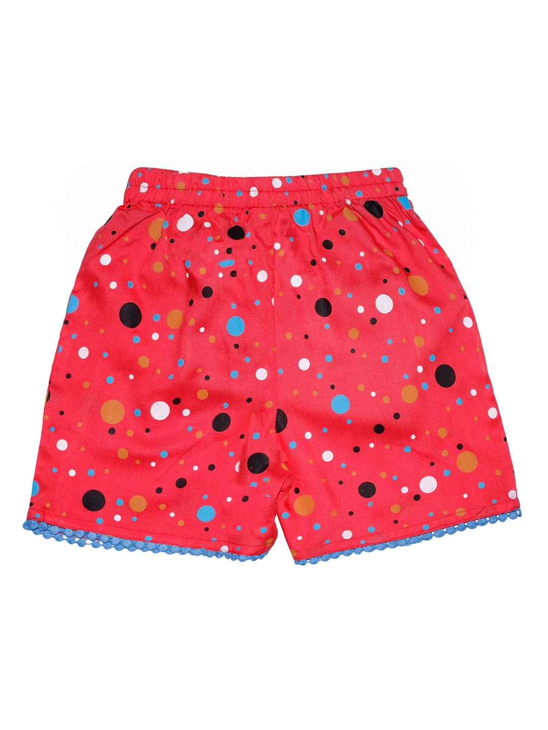 

KiddoPanti Girls Coral Pink Printed Regular Fit Regular Shorts