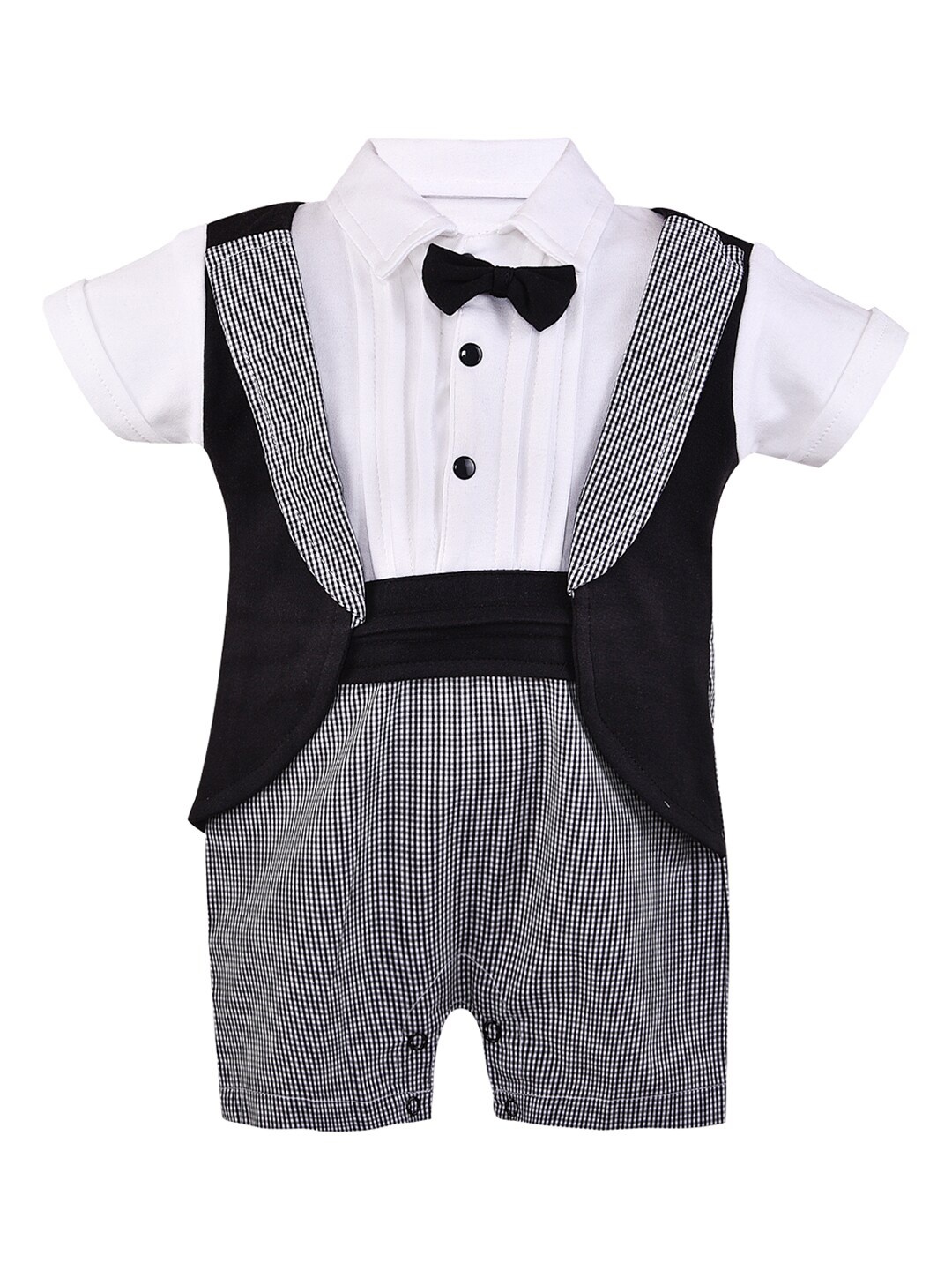 

Wish Karo Infant Kids Black & White Checked Rompers