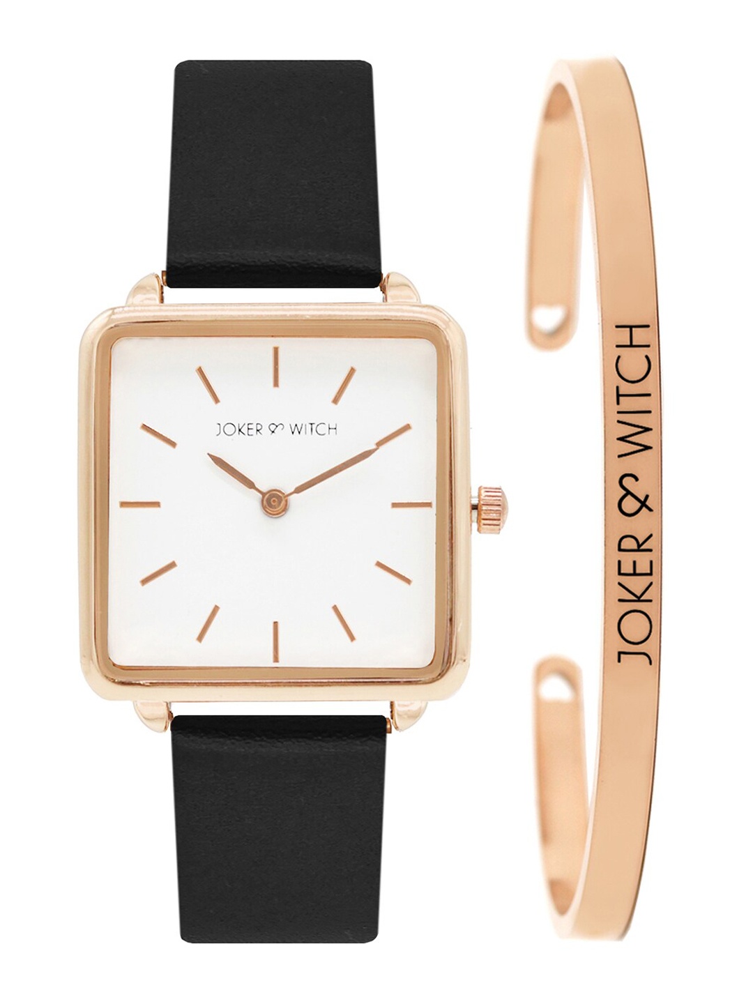 

JOKER & WITCH Women Rose Gold & Black Watch Gift Set JWBS247