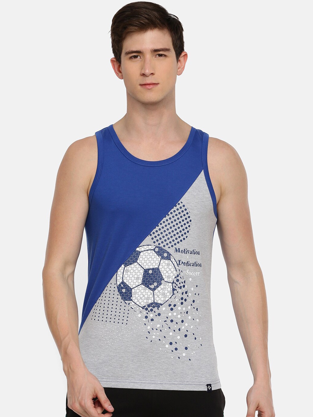 

Dollar Men Blue & Grey Printed Innerwear Vest