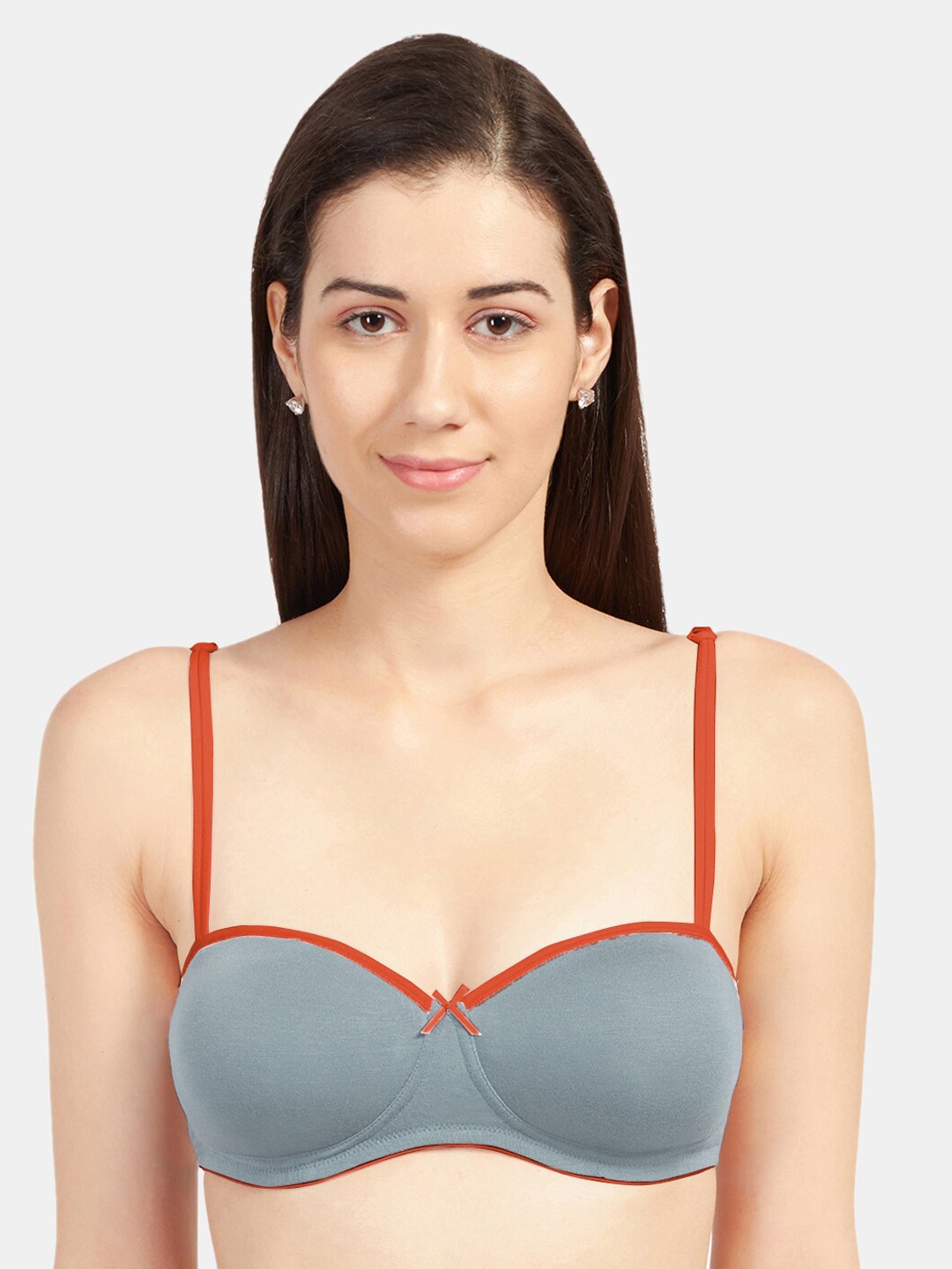 

Sonari Women Grey & Red Solid Non-Wired Lightly-Padded Balconette Bra daphnegrey30B