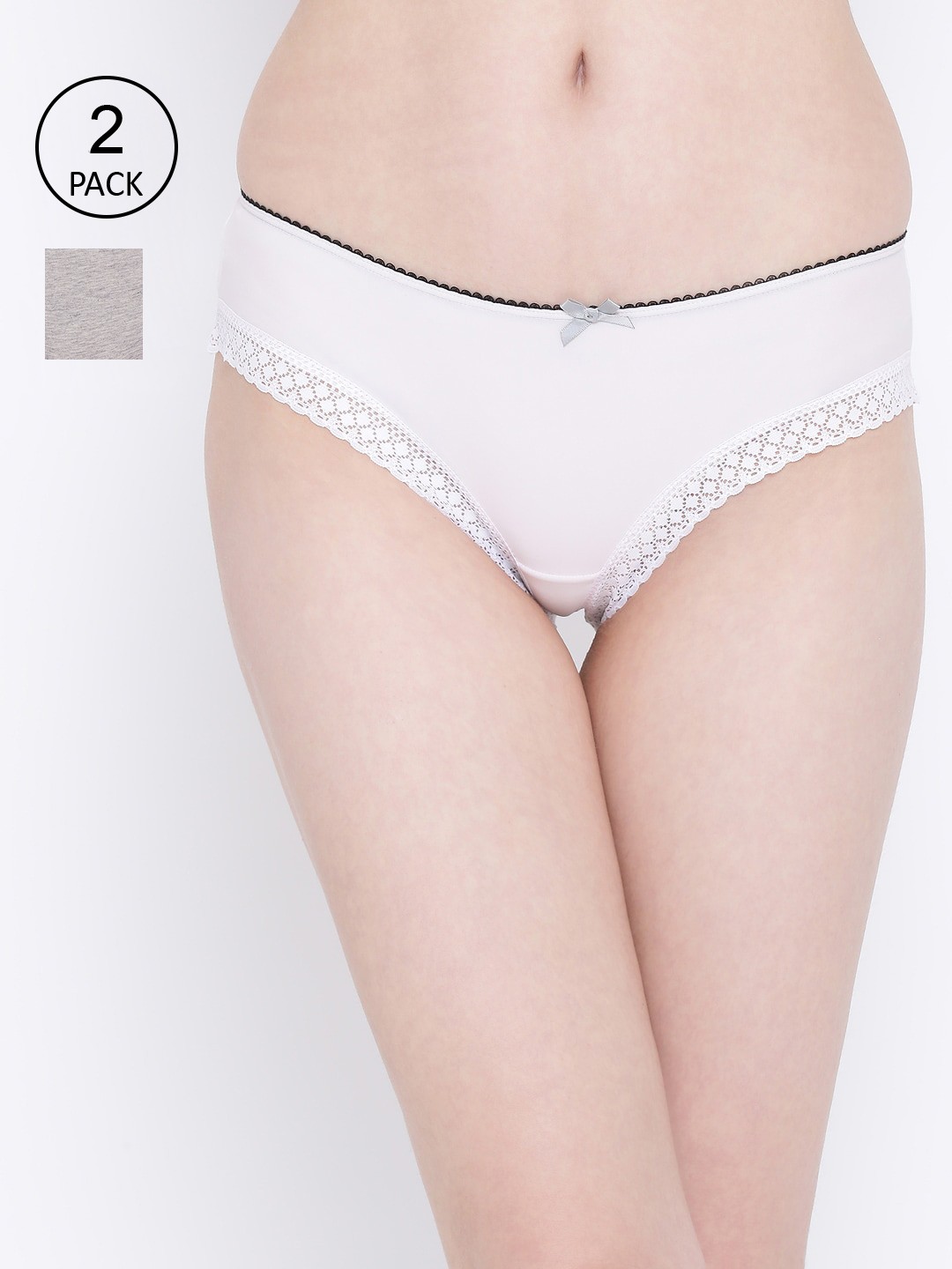

Clovia Women Pack Of 2 Solid Bikini Briefs COMPNC962, Grey