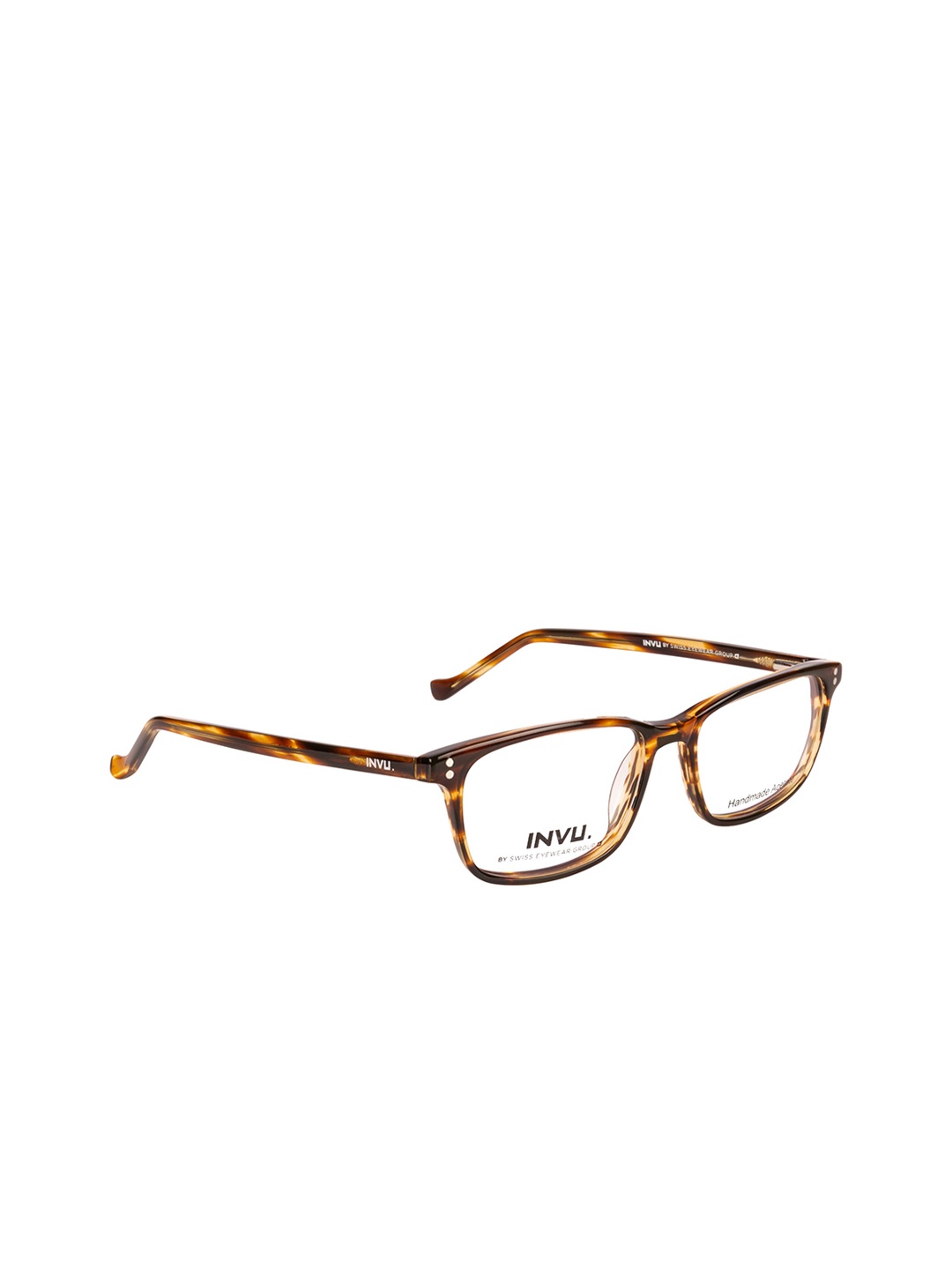 

INVU Unisex Brown & Yellow Tortoise Shell Full Rim Square Frames A4017B
