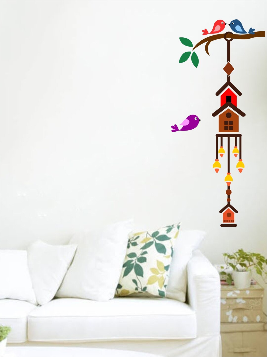 

rawpockets Multicolour Bird Nest Wall Stickers, Multi