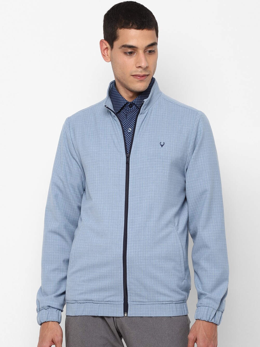 

Allen Solly Men Blue Solid Bomber Jacket